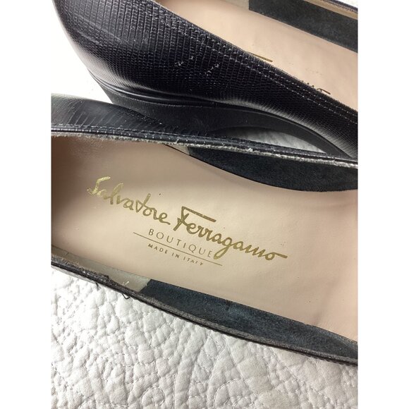 Salvatore Ferragamo Donnina Italian Womens Black Leather Shoes*Pumps*Size 8*NIB - Picture 3 of 14